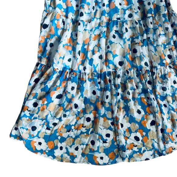 Joie Women’s Sz M Blue Floral Printed Maxi Dress Limited Edition Chiffon V-Neck - Picture 13 of 14